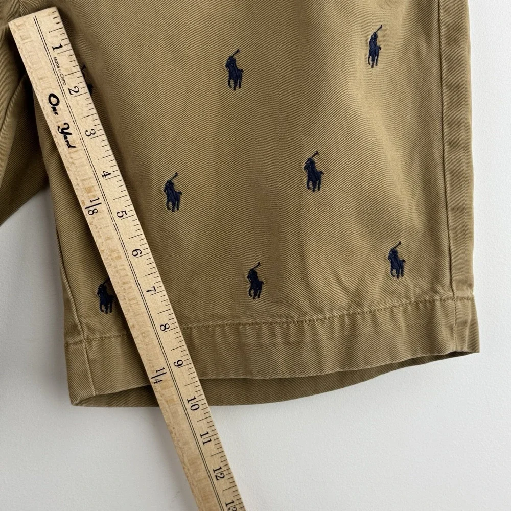 Polo Ralph Lauren Chino Shorts Men's 32 Khaki All Over Pony Embroidered Casual